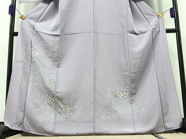 平和屋着物▽訪問着 単衣 絞り 草花文 正絹 逸品 AABA9151jh