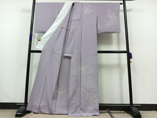 平和屋着物▽訪問着 単衣 絞り 草花文 正絹 逸品 AABA9151jh