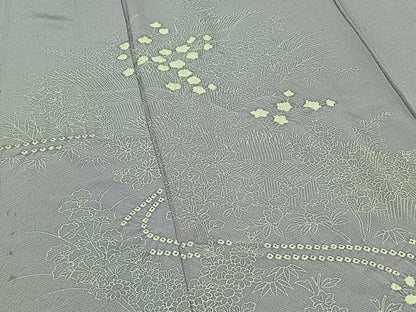 平和屋着物▽訪問着 単衣 絞り 草花文 正絹 逸品 AABA9151jh