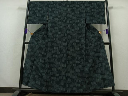 平和屋着物▽上質な紬 単衣 抽象文様 正絹 逸品 AABA9152jh