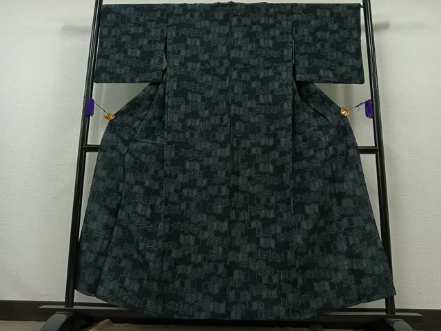 平和屋着物▽上質な紬 単衣 抽象文様 正絹 逸品 AABA9152jh