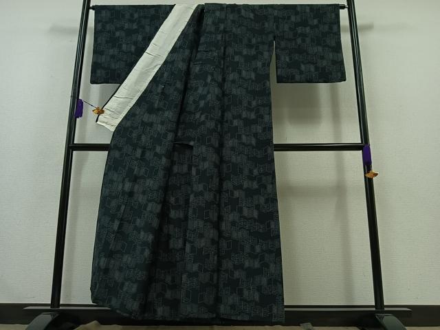 平和屋着物▽上質な紬 単衣 抽象文様 正絹 逸品 AABA9152jh