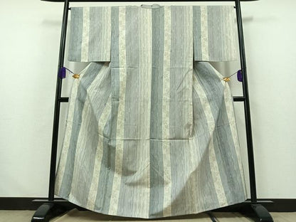 平和屋着物▽上質な紬 単衣 80亀甲 花間道 正絹 逸品 AABA9154jh