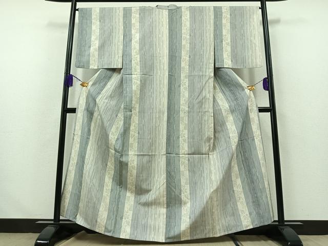 平和屋着物▽上質な紬 単衣 80亀甲 花間道 正絹 逸品 AABA9154jh