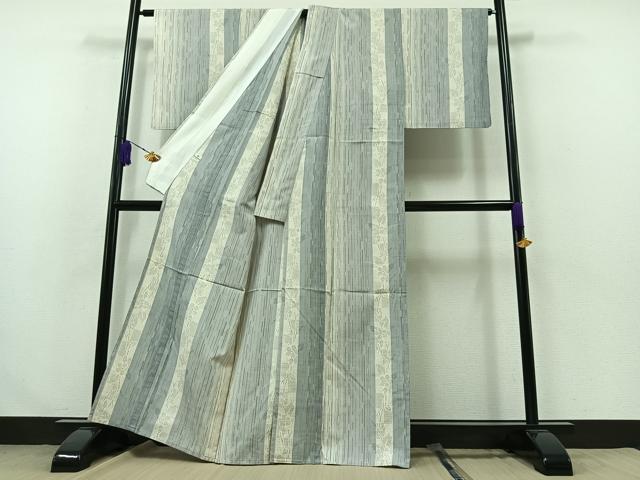 平和屋着物▽上質な紬 単衣 80亀甲 花間道 正絹 逸品 AABA9154jh