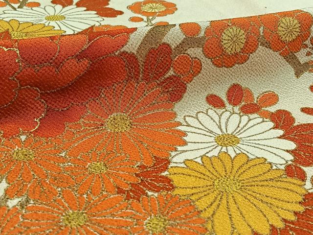 平和屋着物▽訪問着 単衣 枝花文 金彩 鬼しぼ縮緬 正絹 逸品 AABA9155jh