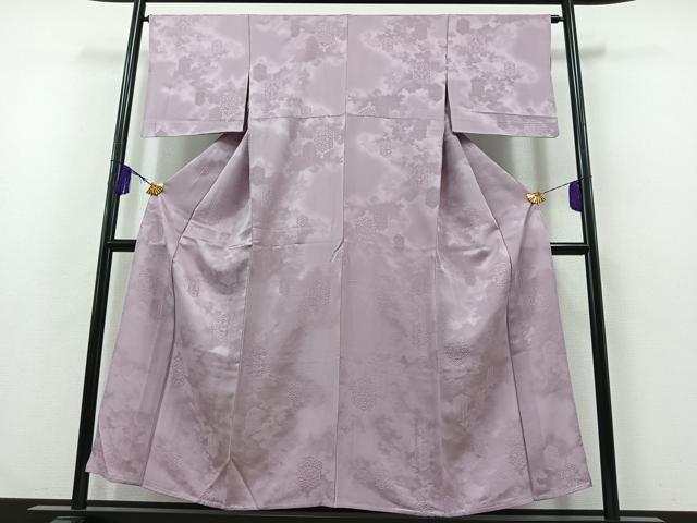 平和屋着物▽上質な小紋 単衣 花唐草文 正絹 逸品 AABA9160jh