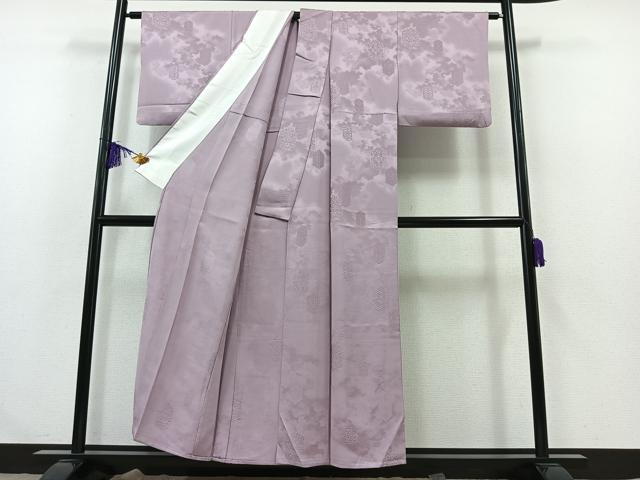 平和屋着物▽上質な小紋 単衣 花唐草文 正絹 逸品 AABA9160jh