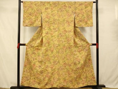 平和屋着物■上質な紬　松皮菱風景文　正絹　逸品　AABA9162fw