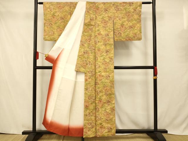 平和屋着物■上質な紬　松皮菱風景文　正絹　逸品　AABA9162fw