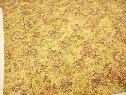 平和屋着物■上質な紬　松皮菱風景文　正絹　逸品　AABA9162fw