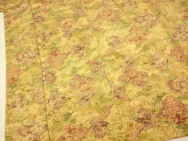 平和屋着物■上質な紬　松皮菱風景文　正絹　逸品　AABA9162fw
