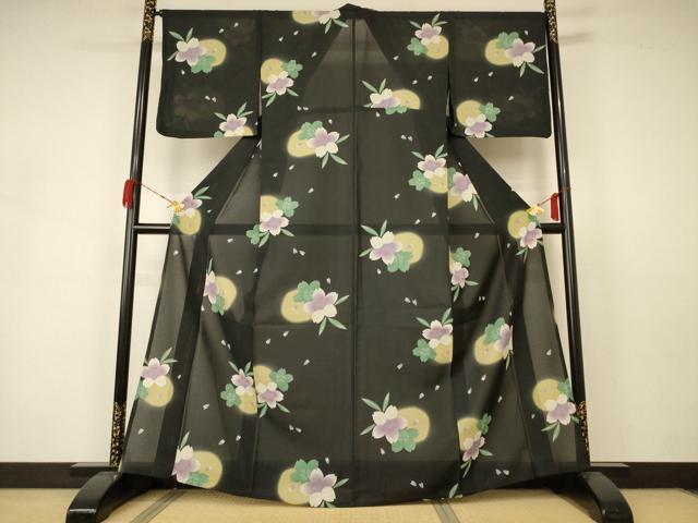 平和屋着物＊服飾評論家 市田ひろみ 夏物 紅梅織り 小紋・浴衣兼用 舞桜文 洗える着物 AABA9282jd