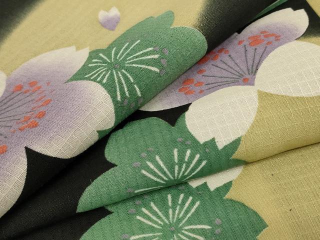 平和屋着物＊服飾評論家 市田ひろみ 夏物 紅梅織り 小紋・浴衣兼用 舞桜文 洗える着物 AABA9282jd