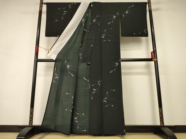 平和屋着物＊夏物　小紋　絽　草葉文　洗える着物　AABA9283jd