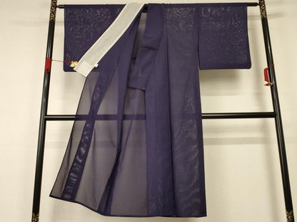 平和屋着物＊夏物 色無地 絽 黒紅色 洗える着物 AABA9288jd