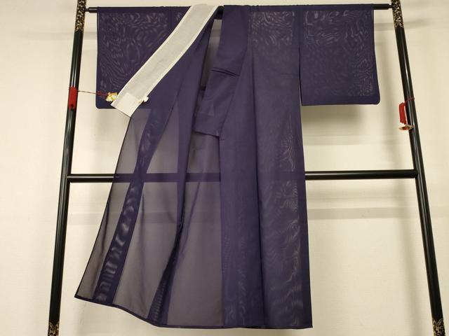平和屋着物＊夏物 色無地 絽 黒紅色 洗える着物 AABA9288jd