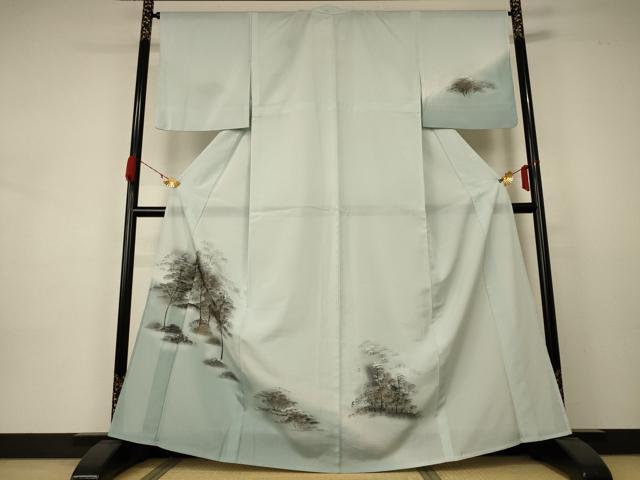 平和屋着物＊夏物 訪問着 絽 風景文 暈し染め 金彩 洗える着物 AABA9290jd