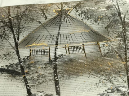 平和屋着物＊夏物 訪問着 絽 風景文 暈し染め 金彩 洗える着物 AABA9290jd