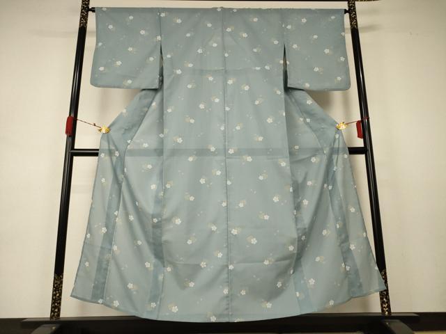 平和屋着物＊小紋 絽 舞桜文 洗える着物 AABA9291jd