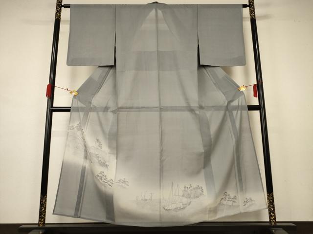 平和屋着物＊夏物 色留訪問着 紗 風景文 暈し染め 正絹 逸品 未使用 AABA9294jd