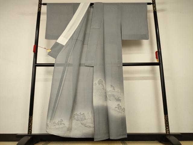 平和屋着物＊夏物 色留訪問着 紗 風景文 暈し染め 正絹 逸品 未使用 AABA9294jd