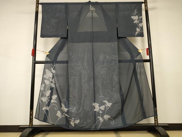 平和屋着物＊夏物 訪問着 絽 枝葉文 金銀彩 正絹 逸品 AABA9295jd