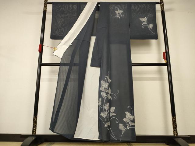 平和屋着物＊夏物 訪問着 絽 枝葉文 金銀彩 正絹 逸品 AABA9295jd