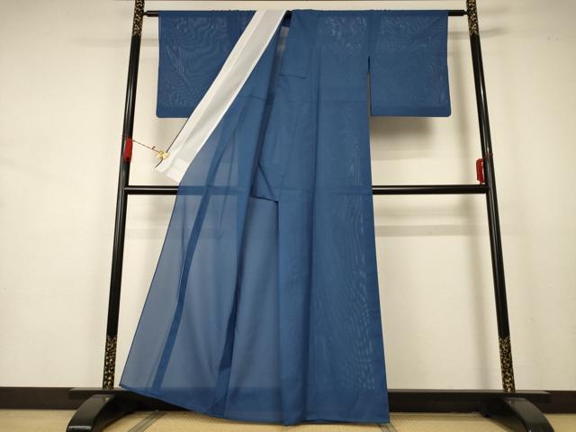 平和屋着物＊夏物 色無地 絽 紺鼠色 洗える着物 AABA9298jd