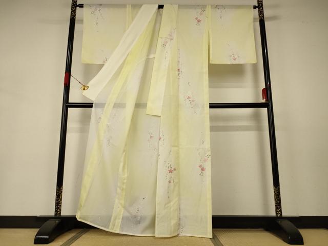 平和屋着物＊夏物 小紋 絽 草花文 洗える着物 AABA9300jd