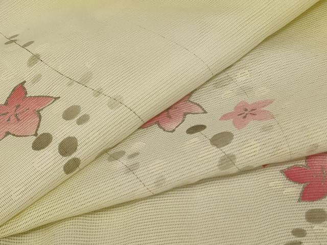 平和屋着物＊夏物 小紋 絽 草花文 洗える着物 AABA9300jd