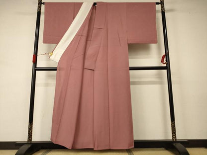 平和屋着物＊夏物 色無地 絽 赭色 正絹 逸品 AABA9301jd