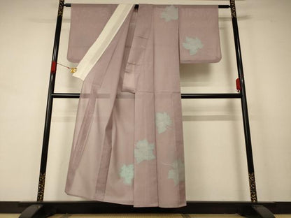 平和屋着物＊夏物　訪問着　紗　舞葉文　正絹　逸品　AABA9303jd