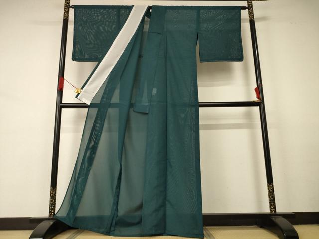平和屋着物＊夏物 色無地 絽 鉄色 洗える着物 AABA9307jd