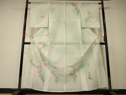 平和屋着物＊夏物 訪問着 絽 草花文 暈し染め 洗える着物 AABA9308jd