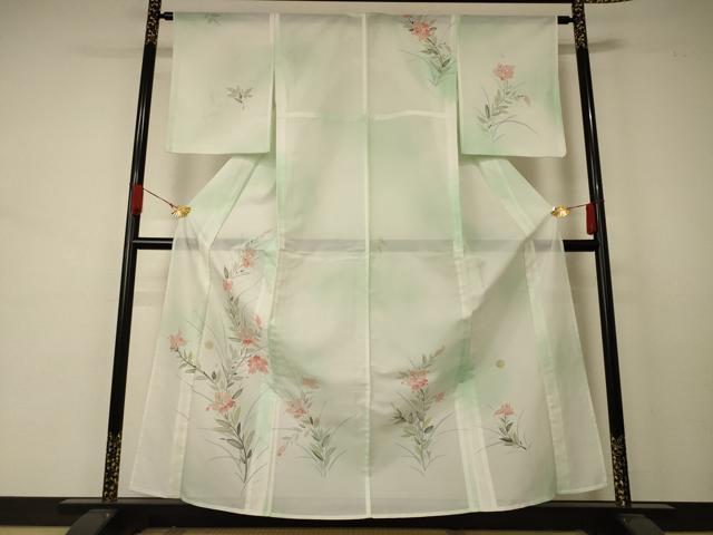 平和屋着物＊夏物 訪問着 絽 草花文 暈し染め 洗える着物 AABA9308jd