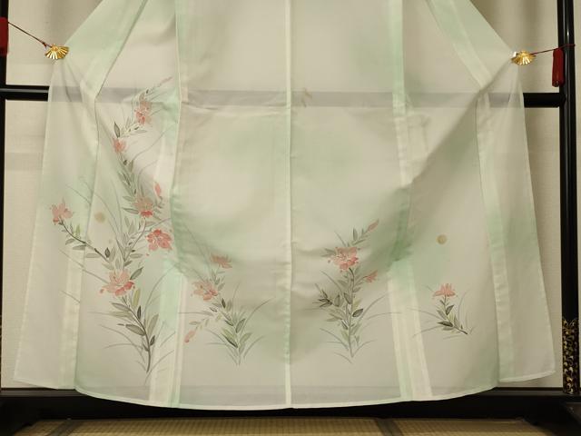 平和屋着物＊夏物 訪問着 絽 草花文 暈し染め 洗える着物 AABA9308jd