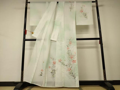 平和屋着物＊夏物 訪問着 絽 草花文 暈し染め 洗える着物 AABA9308jd