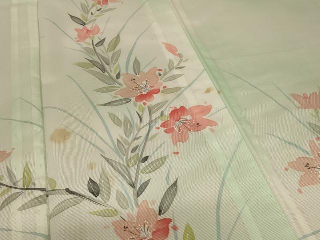 平和屋着物＊夏物 訪問着 絽 草花文 暈し染め 洗える着物 AABA9308jd