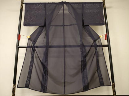 平和屋着物＊夏物 色無地 絽 黒紅色 洗える着物 未使用 AABA9310jd