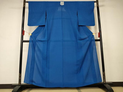 平和屋着物＊夏物 色無地 絽 紺碧色 正絹 逸品 AABA9315jd