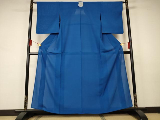 平和屋着物＊夏物 色無地 絽 紺碧色 正絹 逸品 AABA9315jd