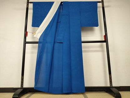 平和屋着物＊夏物 色無地 絽 紺碧色 正絹 逸品 AABA9315jd