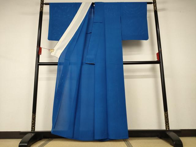 平和屋着物＊夏物 色無地 絽 紺碧色 正絹 逸品 AABA9315jd