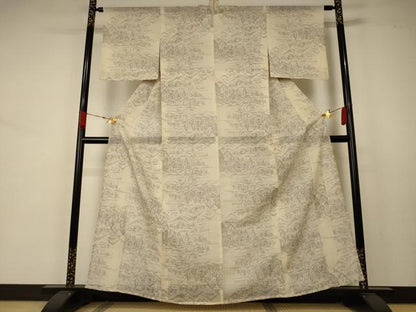 平和屋着物＊夏物 紗紬 風景文 正絹 逸品 AABA9320jd