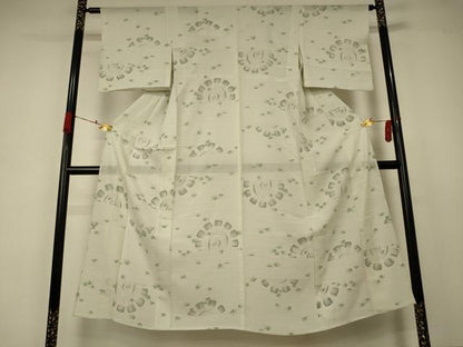 平和屋着物＊夏物 小紋 絽 刺繍 水車 正絹 逸品 AABA9322jd