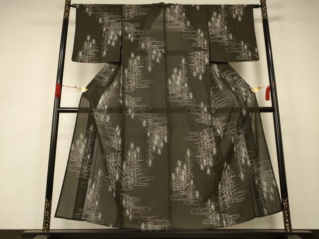 平和屋着物＊夏物 小紋 絽 流水草葉文 正絹 逸品 AABA9324jd