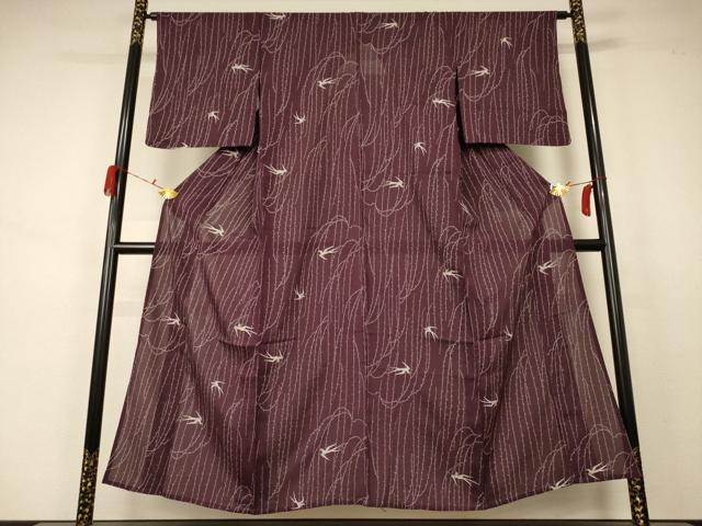 平和屋着物＊夏物 小紋 絽 舞鳥文 正絹 逸品 AABA9330jd