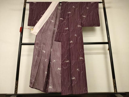 平和屋着物＊夏物 小紋 絽 舞鳥文 正絹 逸品 AABA9330jd
