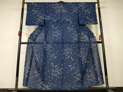 平和屋着物＊夏物 小紋 絽 舞花文 正絹 逸品 AABA9332jd